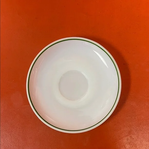 Elegant White Saucer with Green Trim - Picture 2 of 5
